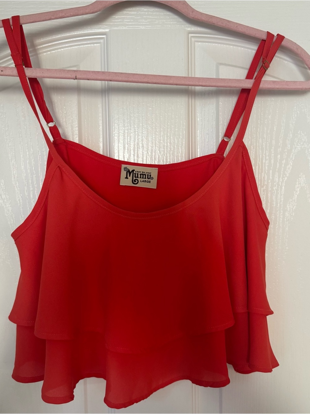 Show Me Your MuMu Red Ruffle Double-Strap Camisole